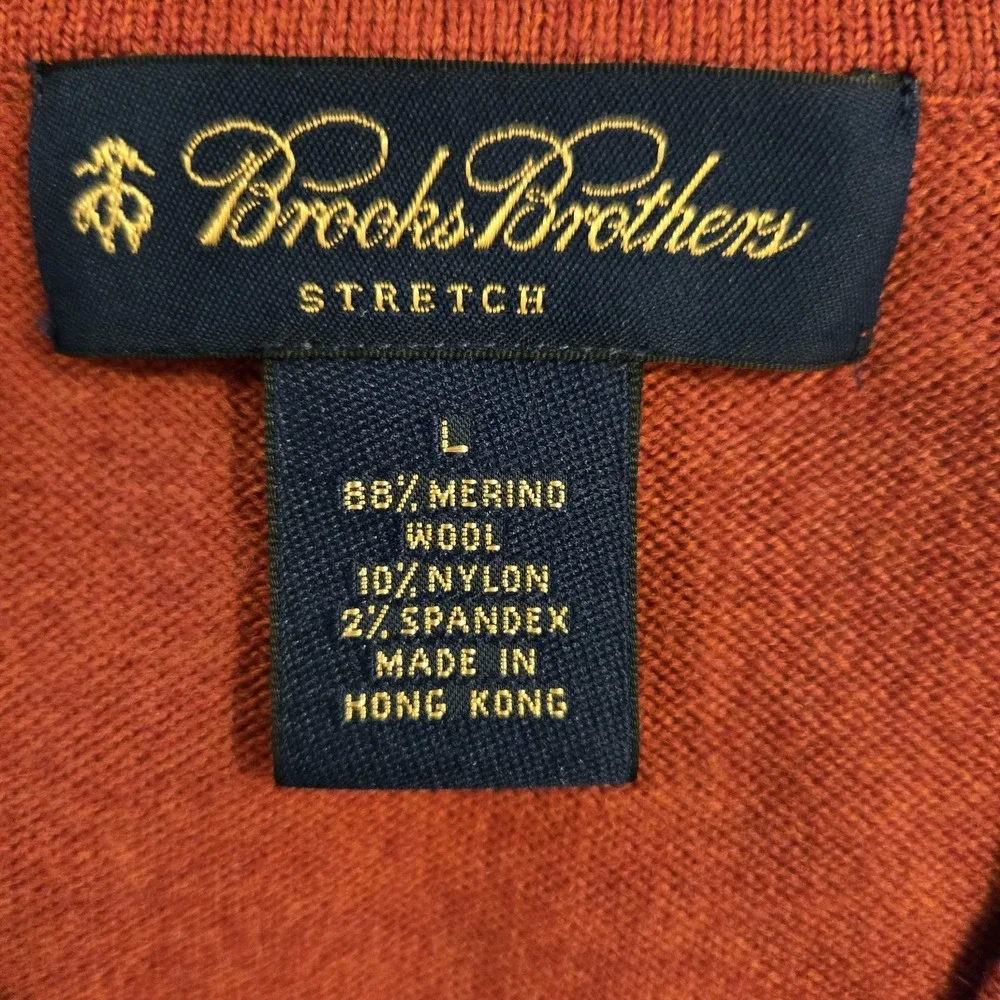 Brooks Brothers Men's Stretch‎ Merino Wool Blend Orange Brown Pullover Sweater L